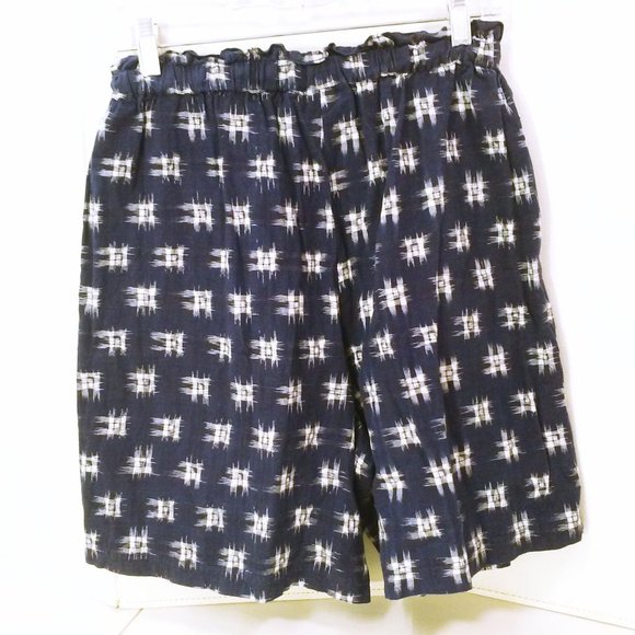 Vintage 90s Carole Little Sport Ikat Shorts Ladies-6 Pockets Drawstring Navy - Picture 2 of 9